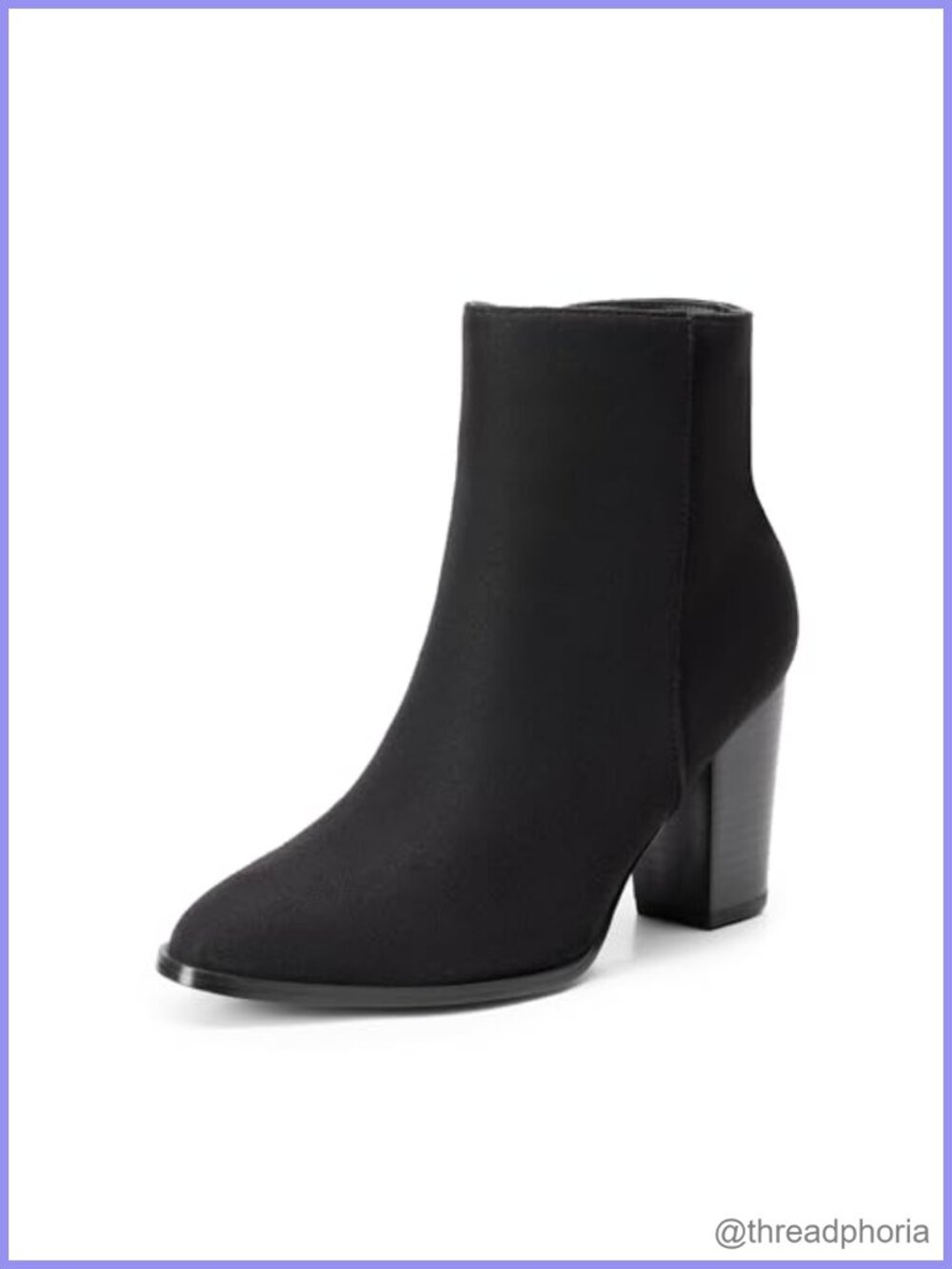 Women's Ankle Boots Chunky Block Heel Pointed Toe Side Zip Booties